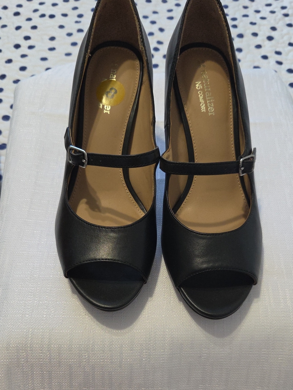 Naturalizer Black Mary Jane Peep-Toe Heels